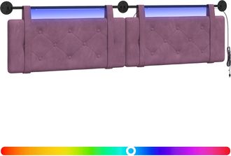 vidaXL Cabecero Colgante Con Luz Led Morado Terciopelo Vidaxl