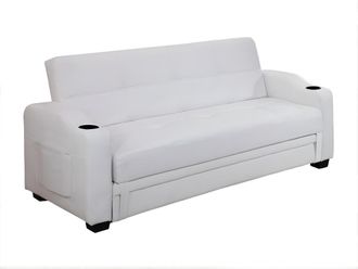 Vente-Unique Sofá cama clic-clac de piel sintética MIRELLA - Blanco