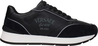Versace Black Leather Low Top Mens Sneakers