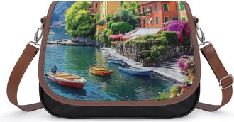 Generic Italian Lakeside Sea View Crossbody Bags for Women Shoulder Messenger Bag Purse Handbags