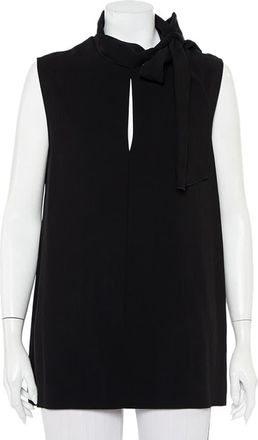 Joseph Black Crepe Neck Tie Detail Sleeveless Noon Top
