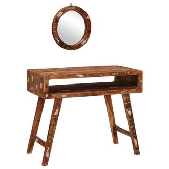 Berkfield Home Bedroom Dressing Tables with Shelf Wall-mounted with Storage with Mirror Solid reclaimed wood in Brown