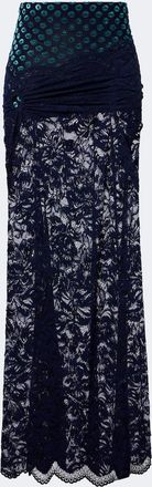 Paco Rabanne Gathered lace and velvet maxi skirt