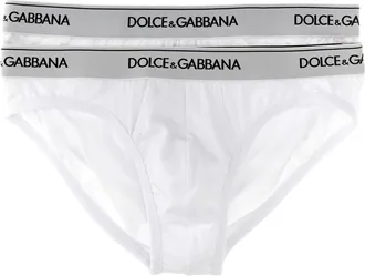 Dolce & Gabbana White Cotton Logo Elastic Brief