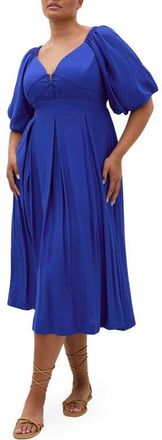 City Chic Sherree V-Neck Dress in Ocean Blue at Nordstrom, Size 10W