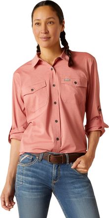 Ariat Womens Rebar Made Tough VentTEK DuraStretch Work Shirt Long Sleeve in Jester Red Heather, Size X-Small, by Ariat