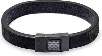 Tateossian Leather & Carbon Fiber Bracelet in Black at Nordstrom, Size Medium
