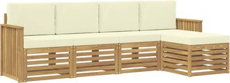 vidaXL Conjunto De Sof&aacute;s De Exterior 5 Uds. Blanco Y Crema Poli&eacute;ster Vidaxl