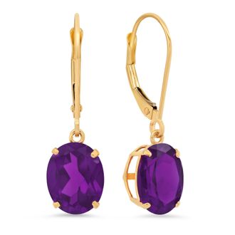 MAX + STONE 14K Yellow Gold 8X10mm Oval Gemstone Dangle Earrings