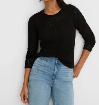 Nic+Zoe Breezeway Mesh Sweater In Black