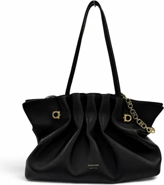 Ferragamo Black Leather Shoulder Bag Tote Bag (Pre-Owned)