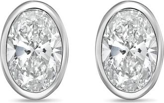 Diana M. Jewels 14Kt White Gold 5.00 cts Lab Grown Oval Diamond Bezel Studs