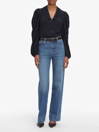 Frame Denim Long Sleeve Sailor Blouse In Navy