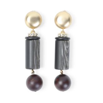 Giorgio Armani Clip-On Stud Oorbellen - Dames - Oorbellen - Grijs - ONE Size - Satijn - Accessoires
