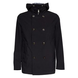Montecore Double-breasted Technical Peacoat - Heren - Zomerjassen - Blauw - M - Leer - Jassen