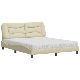 vidaXL Vidaxl - Cama Con Colch&oacute;n De Tela Color Crema 160x200 Cm