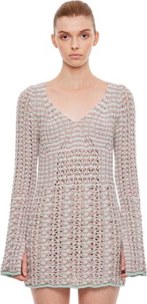 Marco Rambaldi Pastel Braided Knit Mini Dress with Flared Sleeves