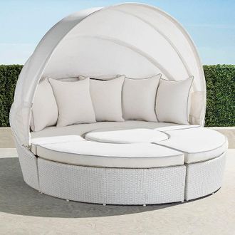 Frontgate Baleares Daybed in White - Standard, Snow with Sailcloth Seagull Piping - Frontgate