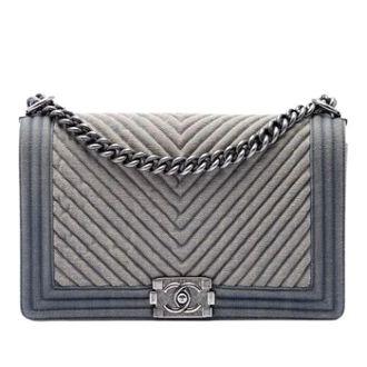 Chanel Pre-owned The Boy Flap - Dames - Pre-owned - Blauw - Maat: ONE Size Leer