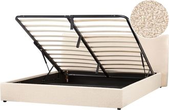 Beliani Estructura de cama de tejido beige 180x200