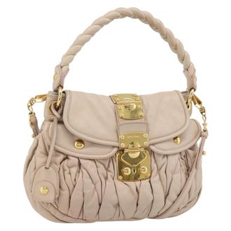 Miu Miu Vintage Handbag Leather Pink_Gold Leather Handbag (Pre-Owned)