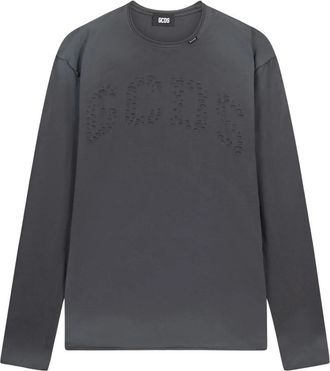 GCDS Laser Logo Longsleeve T-Shirt - Heren - Longsleeves - Grijs - L - Katoen - Tops