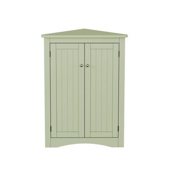 STILVORA Armario Esquinero De Bano Con 2 Puertas, 2 Estantes Y Dispositivo Antivuelco, En Mdf, 61,5 X 80 Cm, Verde