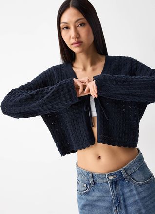 Twik Womens Openwork tie-up Cardigan Sweater