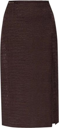 Jacquemus Rokken, Dames, Bruin, XS, High Waisted Slit Rok