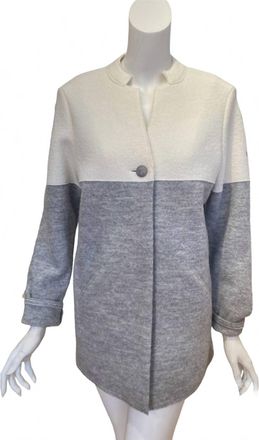 Saint James Womens Vassy Boiled Wool Jacket In Gris/blanc