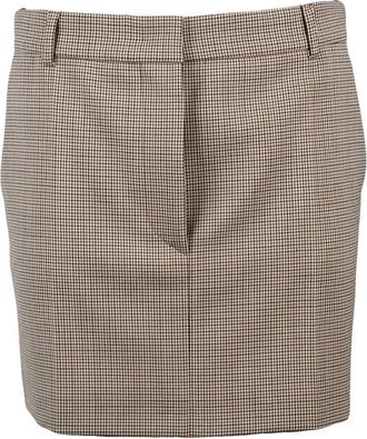 Sportmax Checkered Beige Wool-Polyester Blend Mini Skirt