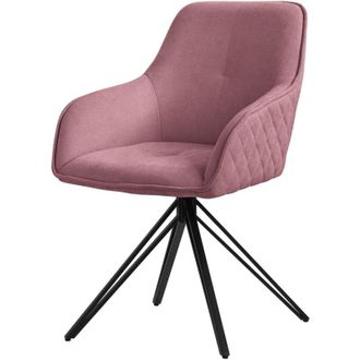 ML Design ML-Design Sedia da Sala da Pranzo Girevole a 360° in Tessuto di Tessitura Rosa Scuro Sedie da Soggiorno con Braccioli e Schienale Poltrona da Cucina