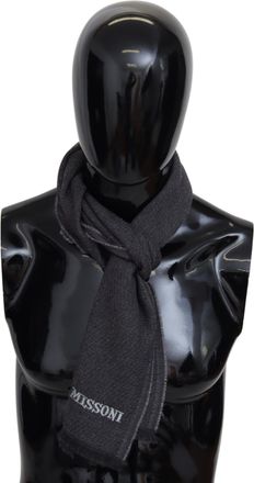 Missoni Elegant Wool Scarf with Signature Mens Embroidery