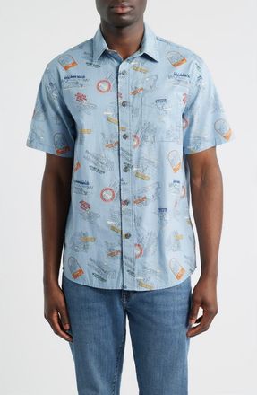 Pendleton Shoreline National Park Print Short Sleeve Cotton Button-Up Shirt in National Park Blue at Nordstrom, Size Xx-Large