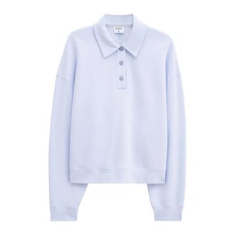 Filippa K Polo Shirts, female, Blue, S, Blue Polo Sweatshirt with Polokragen