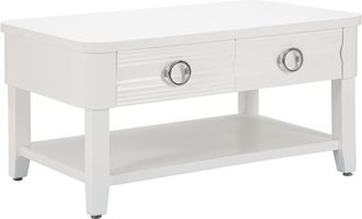 Mauro Ferretti Mesa de centro con 2 cajones y estante de madera blanca 90x60x47