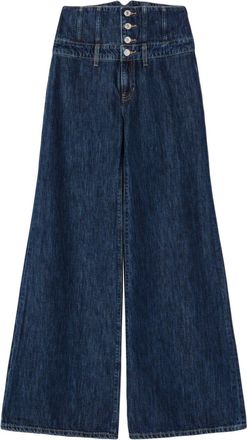 Re/Done corset-waist wide-leg jeans - women - Lyocell/Cotton - 25 - Blue