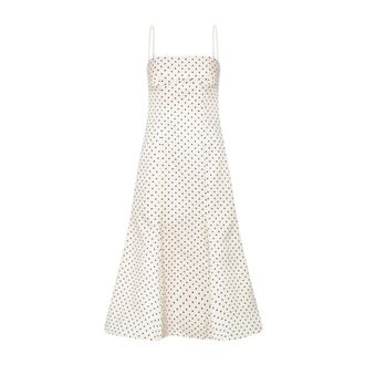 Rotate DOT AOP Midi Jurk - Dames - Casual kleedjes - Wit - S - Kleedjes