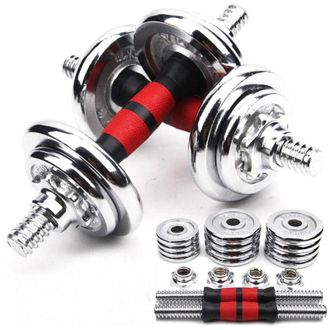 Trade Shop Trade Shop - Set Manubri Componibili Pesi Regolabili Palestra Dumbbell In Acciaio 20 Kg Tot