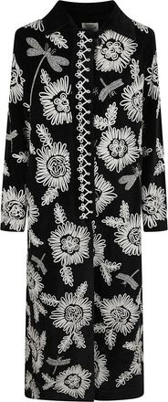 Forte_Forte Black Embroidered Cape With Intricate Floral Motifs