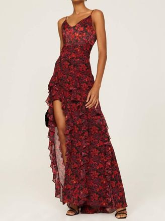 Cinq &agrave; Sept Stargazer Lilies Glenda Gown In Calla Lily Multi