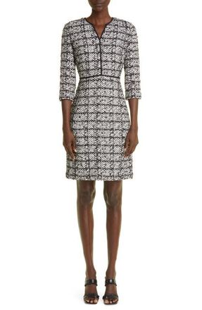 St. John Jared Boucl&eacute; Tweed Sheath Dress in Ecru/Black at Nordstrom, Size 16