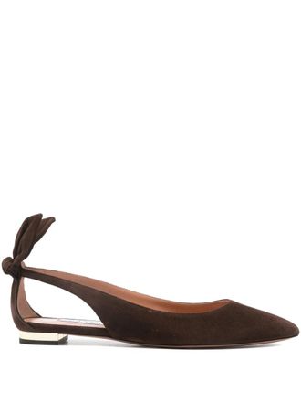 Aquazzura Slingback ballerinas met strik - Bruin