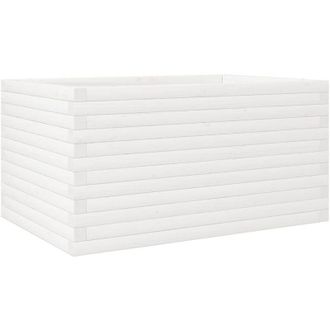 vidaXL Jardinera De Madera Maciza De Pino Blanco 90x60x46 Cm Vidaxl