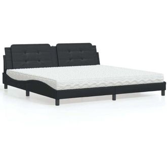 vidaXL Vidaxl - Letto con Materasso Nero 200x200 cm in Similpelle