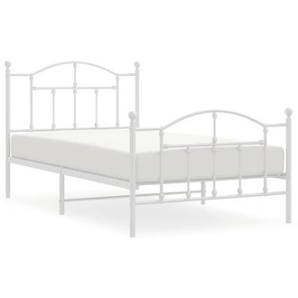 Berkfield Home Metal Bed Frame with Headboard & Footboard White 100x190 cm