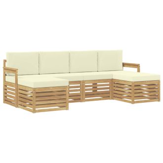 vidaXL Conjunto De Sof&aacute;s De Exterior 6 Pcs Blanco Y Crema Vidaxl