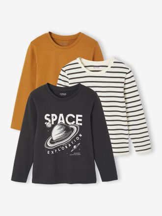 Vertbaudet 3er-Pack Jungen Langarmshirts anthrazit