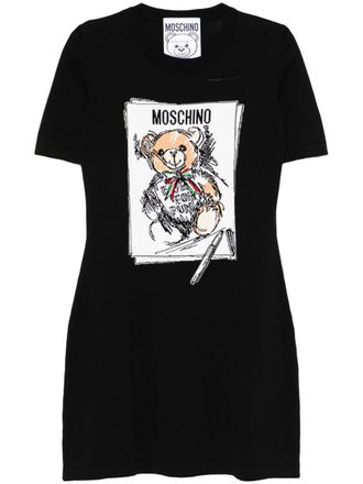 Moschino T-shirtjurk met teddybeerprint - Zwart