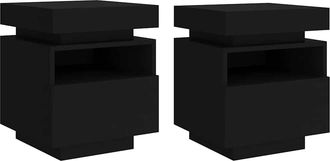 vidaXL Vidaxl - Mesitas De Noche Con Luces Led 2 Unidades Negro 40x39x48,5 Cm